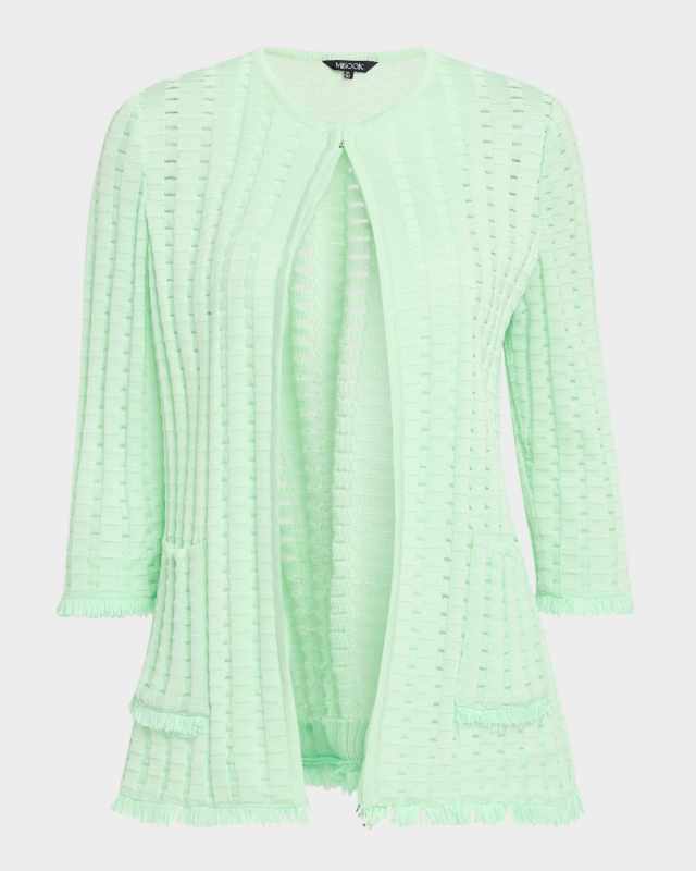 Heritage Fringe-Trim Tonal Burnout Knit Jacket